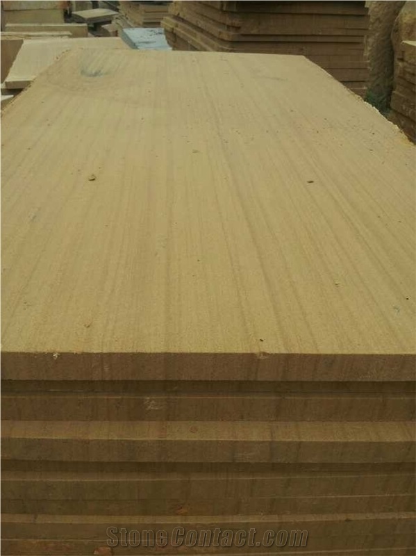 Sichuan Yellow Wooden Sandstone Slabs & Tiles, China Yellow Sandstone