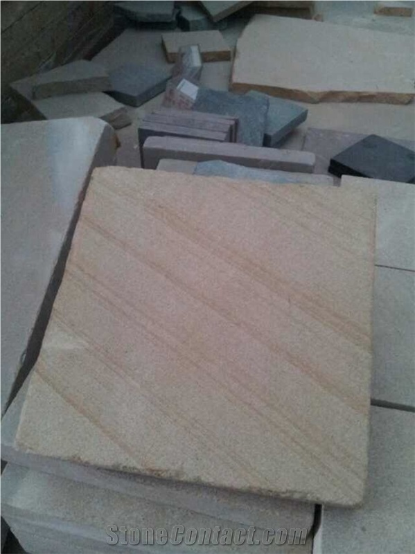 Yellow Wooden Sandstone Slabs & Tiles,China Yellow Sandstone