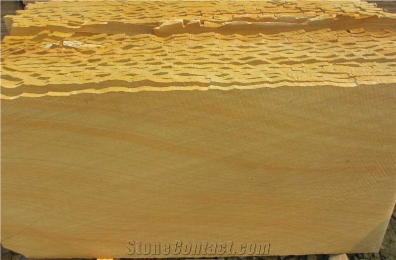 Yellow Wooden Sandstone Versalilles Tiles, China Yellow Sandstone