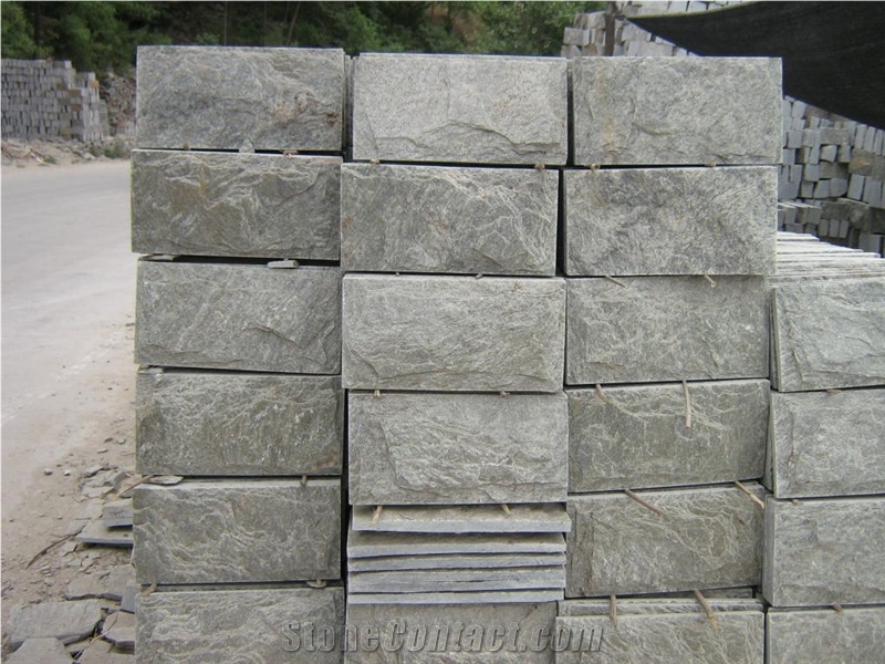 China Green Slate Cultured Stone Wall Panel,Stacked Stone,Ledgestone Wall Cladding