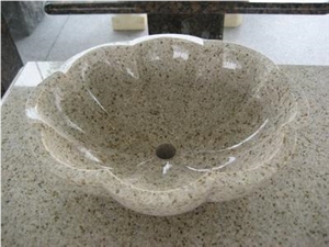 G682 Sunset Gold Granite Flower Shaped Sinks,Basins