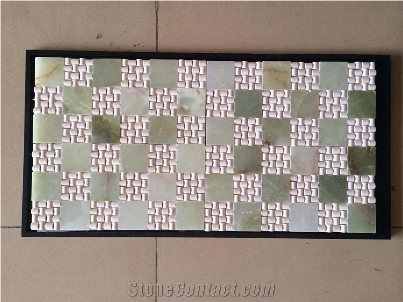 Green Onyx & White Marble Mosaic