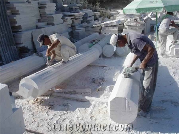 Han White Marble,China Sichuan White Marble Columns,Simple Design