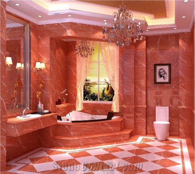 Polished China Coral Red Marble Bathroom Top,Vanity Top