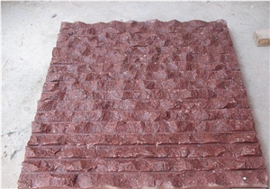 Shouning Red Granite Split Face Grooved Tiles, China Red Porphyry Wall Covering