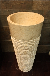 Sunny Beige Marble Pedestal Basins,Sinks
