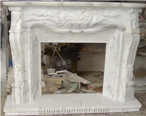 Volakas Marble Flower Carving Fireplace Mantel