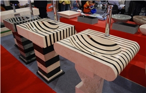 Zebra Line Artificial Stone Manmade Stone Self Design Bath Top