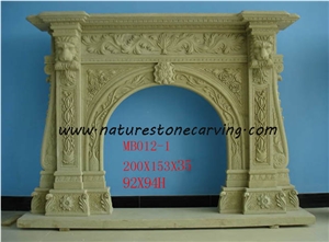 China Beige Sandstone Fireplace Mantel