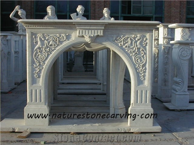 China Beijing White Marble Fireplace Mantel