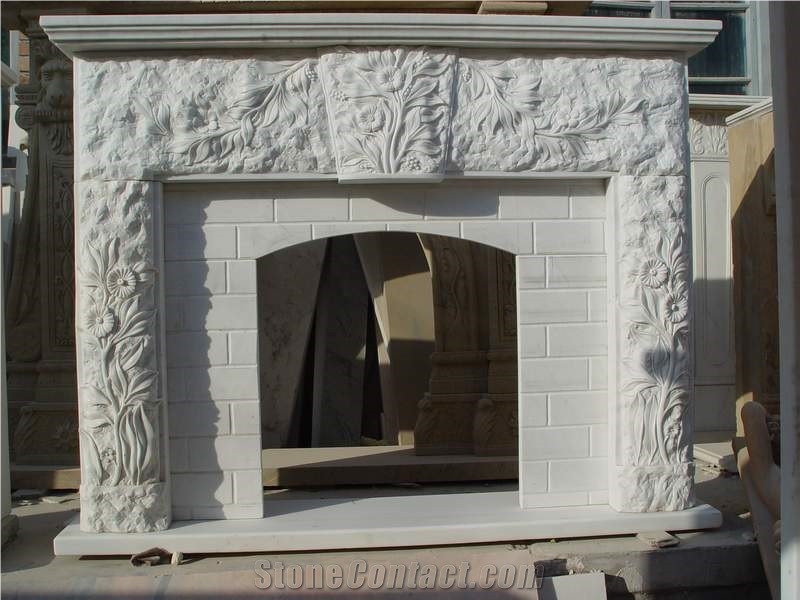 China Yellow Limestone Fireplace Mantel