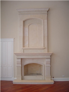 China Yellow Limestone Fireplace Mantel