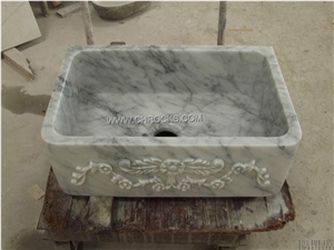 Italy Biancao Carrara White Marble Farm Sink,White Marble Farm Sink