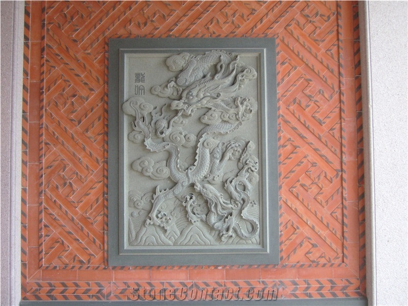 Chinese Dragon Natural Granite Relief