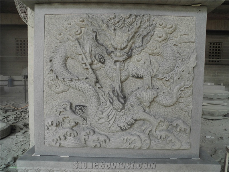 Classical Stone Granite Carving Relief Dragon Sculpture
