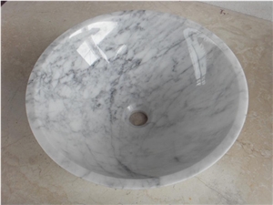Italian Carara Marble Bathrooom Basin, White Marble Sinks & Basins