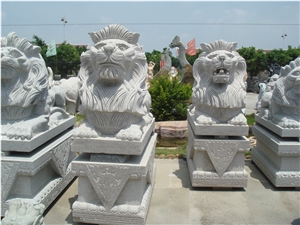 Stone Lion Animal Sculpture, Marble Limestone White Granite Sculptures