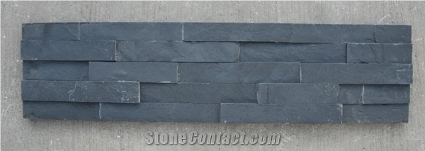 Carbon Ledger Panel-Flat Surface, Black Slate Cultured Stone