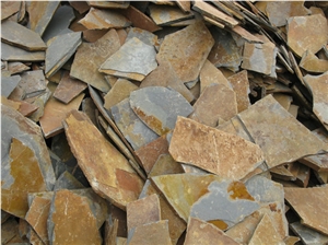 China Gold Random Slate Slabs & Tiles, Rusty Slate Slabs & Tiles, Hebei Rust Slate