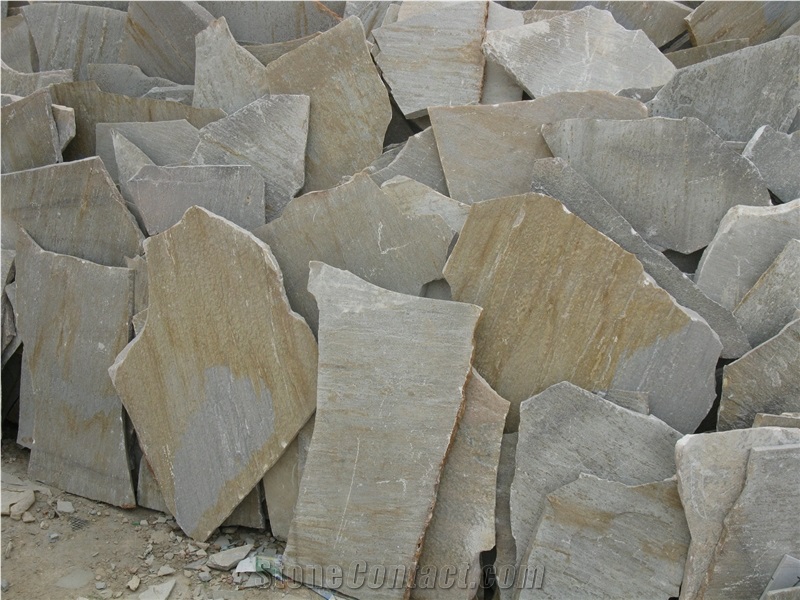 China White-gold Quartzite Random Slate Slabs & Tiles, China Beige Slate