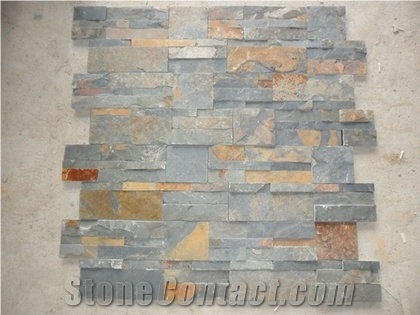 Copper Rust Ledger Panel-Flat Surface, Rustic Slate Cultured Stone