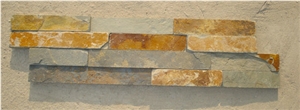 Copper Rust Ledger Panel-Flat Surface, Rustic Slate Cultured Stone
