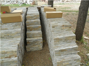 Stone Wall Panel , China Hebei Yellow Beige Slate Cultured Stone