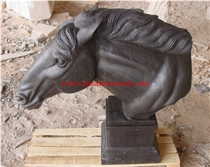 Black Marble Horse Head Statue,Animal Sculptures