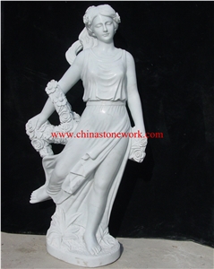 White Marble Handmade Goddess Girl Lady Statue