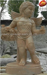 Yellow Marble Angel Boy, Yellow Marble Sculpture & Statue