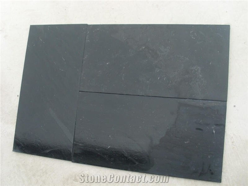 Honed Black Limestone, Slabs & Tiles