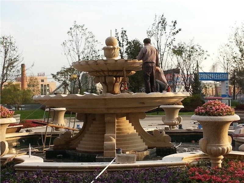 Yellow Granite Fountain, Granite Carving Fountain