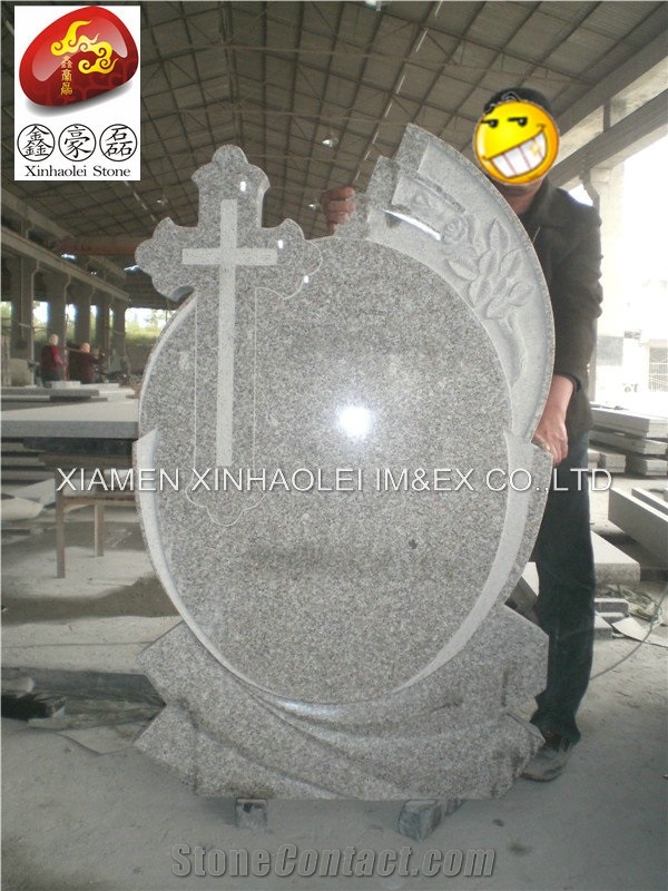 G633 Grey Granite Cross Monument & Tombstone
