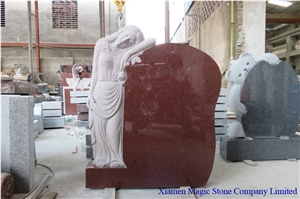 Angel Headstone, Red Granite Monument & Tombstone