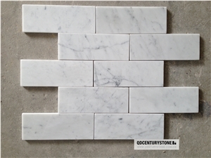 2x4 Inches Carrara White Marble Brick for Bathroom Wall