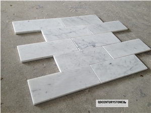 2x4 Inches Carrara White Marble Brick for Bathroom Wall