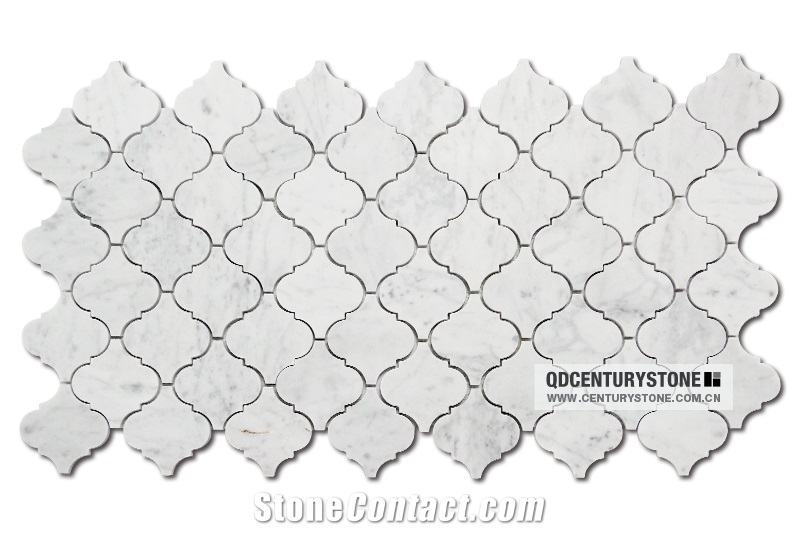Fashion Water-Jet Carrara White Marble Kitchen Backsplash Mosaic Latern Tile