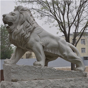 Wellest Animal Sculpture & Statue, Handcarved Grey Lion Sculpture,Grey Granite Sculpture,Natural Stone Carving,Sas001