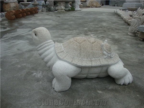 Wellest Animal Sculpture & Statue, Handcarved Grey Turtle Sculpture,Grey Granite Sculpture,Natural Stone Carving,Sas003
