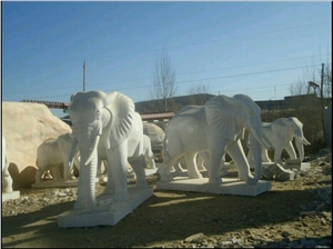 Wellest Animal Sculpture & Statue, Handcarved White Elephant Sculpture,White Marble Sculpture,Natural Stone Carving,Sas013