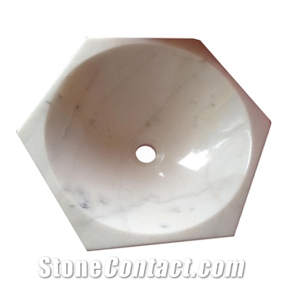 Wellest Ariston White Marble Basin & Sink,Pentagon Bathroom Stone Sink & Bowl,Ss023