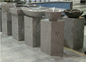 Wellest Black Basalt Basin & Sink, Special Shaping Standing Stone Sink & Bowl, Sss016