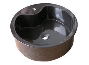 Wellest Black Granite Basin & Sink,Round Bathroom Stone Sink & Bowl,Ss013