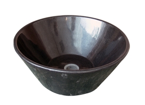 Wellest Black Granite Basin & Sink,Round Bathroom Stone Sink & Bowl,Ss014