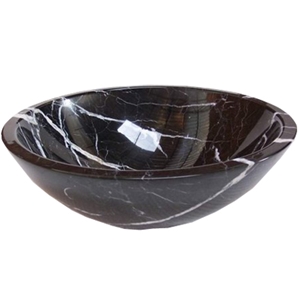 Wellest Black Marquina Marble Basin & Sink,Round,Bathroom Stone Sink & Bowl, Ss020