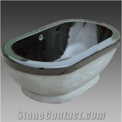 Wellest China Black Granite Bathtube,Natural Stone Bathtube,Flamed Surface Outside,Polished on Top&Inside,Sbt014