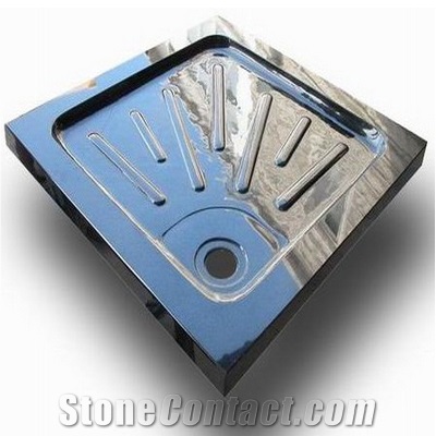 Wellest China Black Granite Square Shower Base& Shower Tray,With Anti-Slip Lines Bath Accessories,Svs003