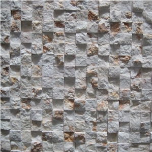 Wellest Cream Marfil Beige Marble Mosaic,Natural Stacked and Split Surface