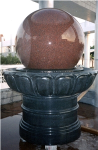 Wellest Exterior Water Spray China Black Granite Fountain,Garden Fountain,Carved Sculpture Fountain with Indian Red Granite Fortune Ball, Sfb027