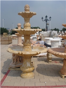Wellest Exterior Water Spray Copper Yellow Marble Fountain,Garden Fountain,Carved Sculpture Fountain,Sfb007